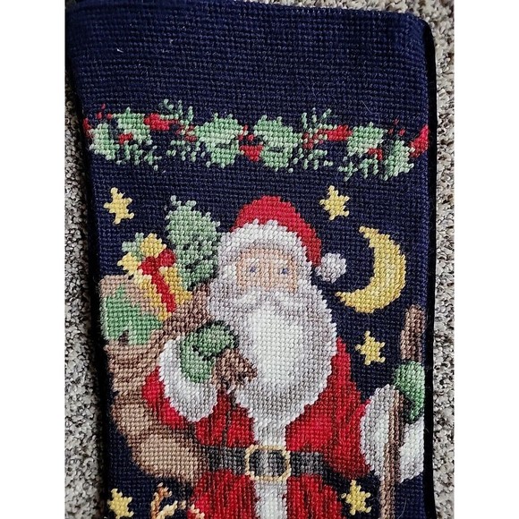 Lands' End Holiday Lands End Santa Claus Needlepoint Christmas